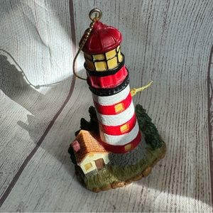🐬 CLEARANCE ITEM: 4” Lighthouse Ornament with Gold Color Ribbon